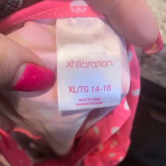 Xhilaration Two Piece Pink and White Polkadot Extra Large - Picture 5 of 6